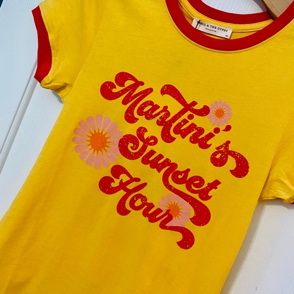 NWT Spell & the Gypsy Collective Mustard Paradise Cove Organic Shrunken Tee - Picture 11 of 13